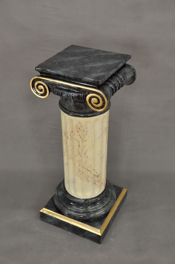Säule Mäander Style Beistelltisch Marmoriert Dekosäule 70 cm Griechische Antik Retro Rokoko Säule Barock Blumenständer Podest Handbemalt
