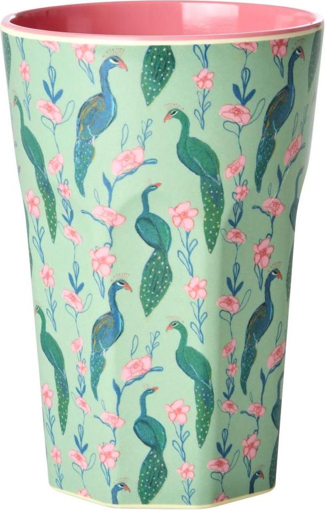 Rice Melamin Becher - Pfau Motiv Grün 400ml