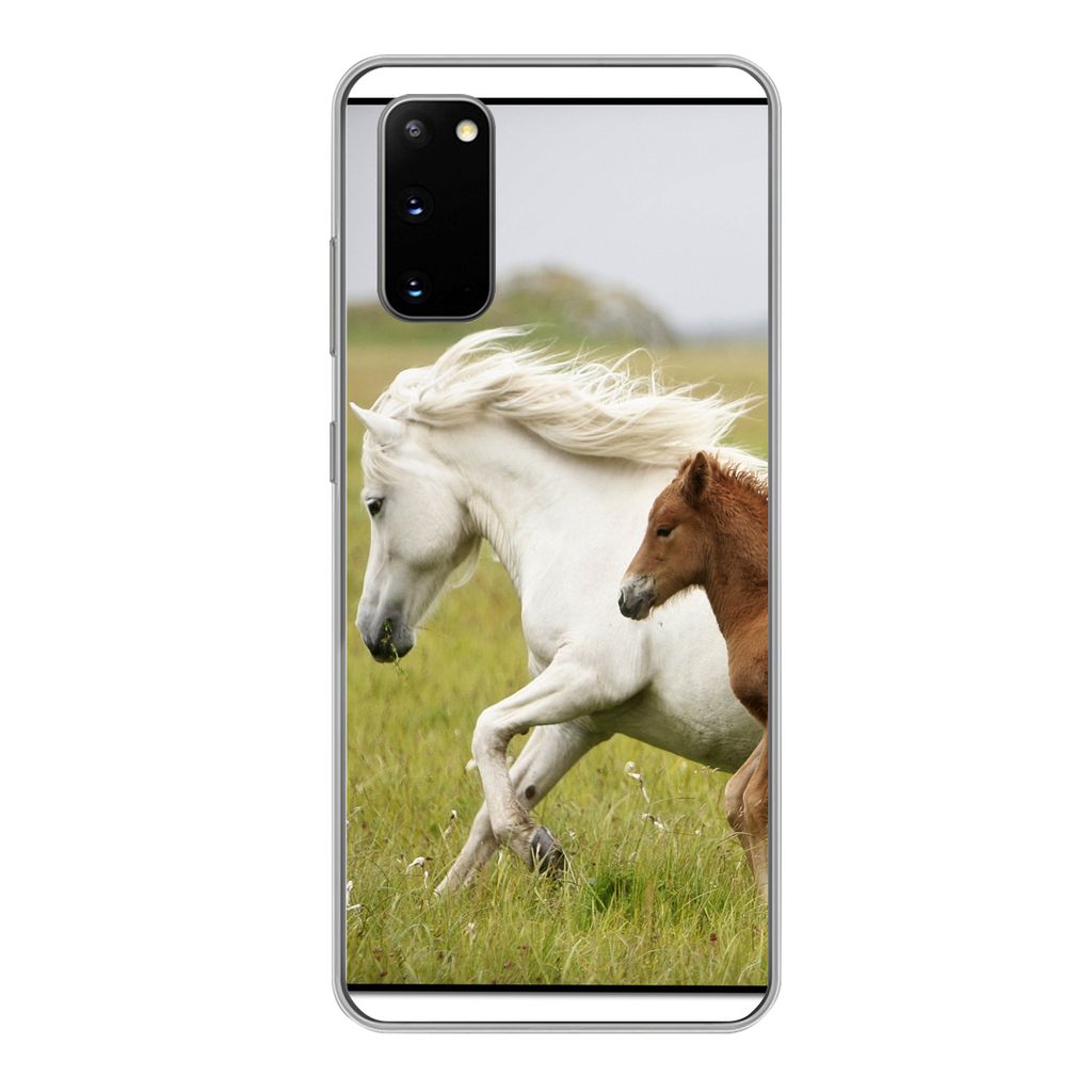 MuchoWow Handyhülle Schutzhülle Hülle für Samsung Galaxy S20 Pferde - Tiere - Gras Silikon Softcase Handy Hülle - Bild