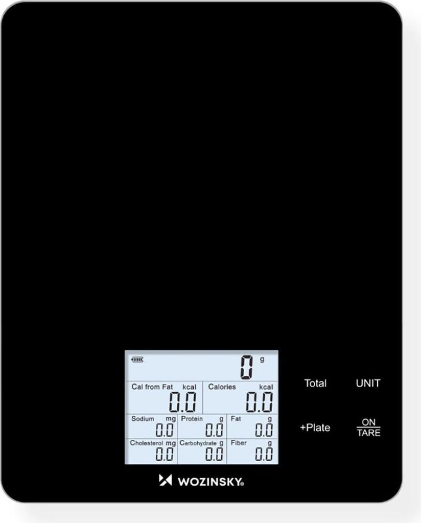 Wozinsky WIK-10, Elektronische Küchenwaage, 10 kg, 1 g, Schwarz, Arbeitsplatte, Rechteck