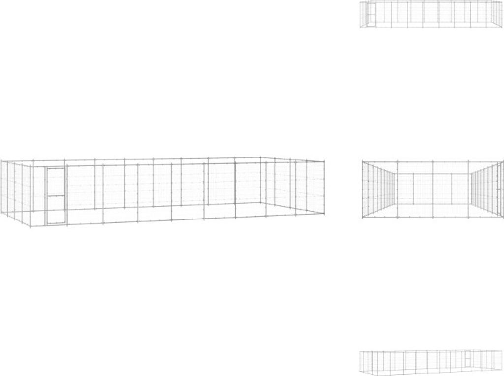 vidaXL Outdoor-Hundezwinger Verzinkter Stahl 43,56 m² - Hundezwinger & -ausläufe
