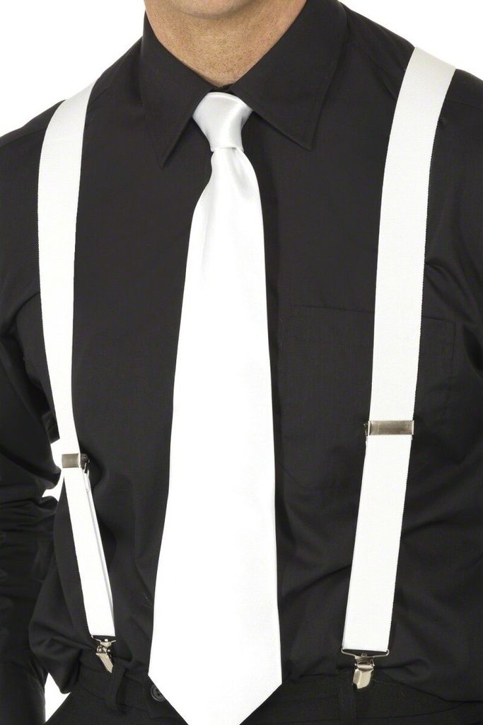 20er Jahre Mafia Hosenträger weiß weiss Kostüm Fasching Produktbild 