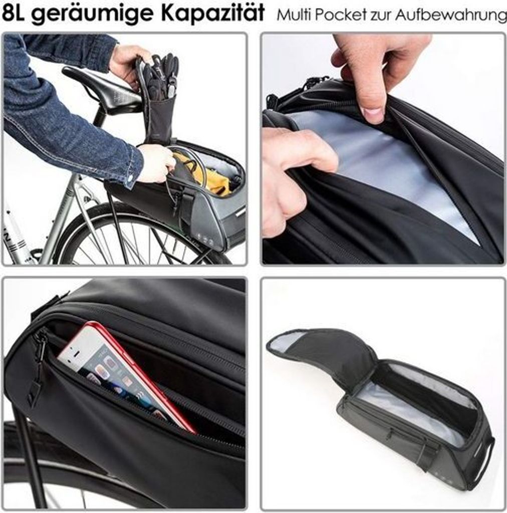 Fahrrad Gepäckträgertasche 8L Multifunktionale Erweiterbare Produktbild 3