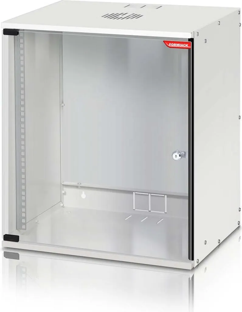 Rack 19 pouces 12U avec porte en verre trempé et rails avant Formrack