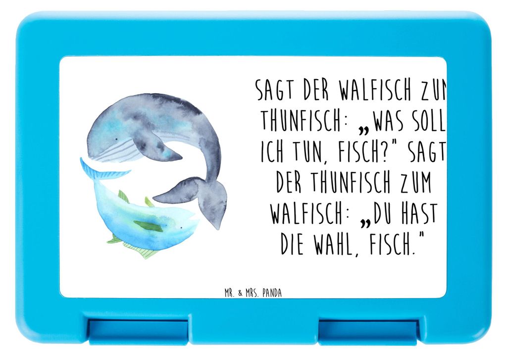 Mr. & Mrs. Panda Bento Box Walfisch Thunfisch - Weiß - Geschenk, Essensbox, Snackbox, Bentobox, Wahl, Spruch Lustig, Vorratsbehälter, Wal, Tunfis...