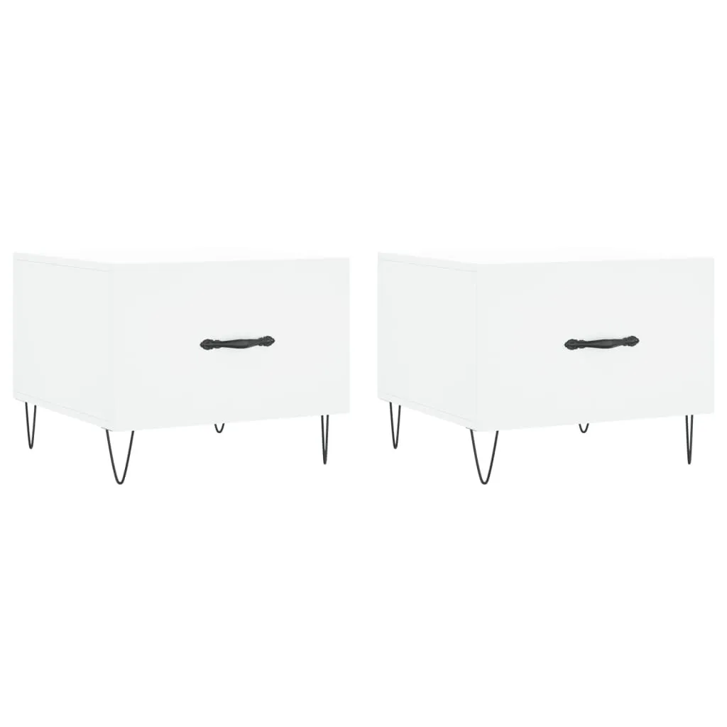 Tavolini Quadrati 2 pz Bianco 50x50x40 cm - Materiale Legno Top