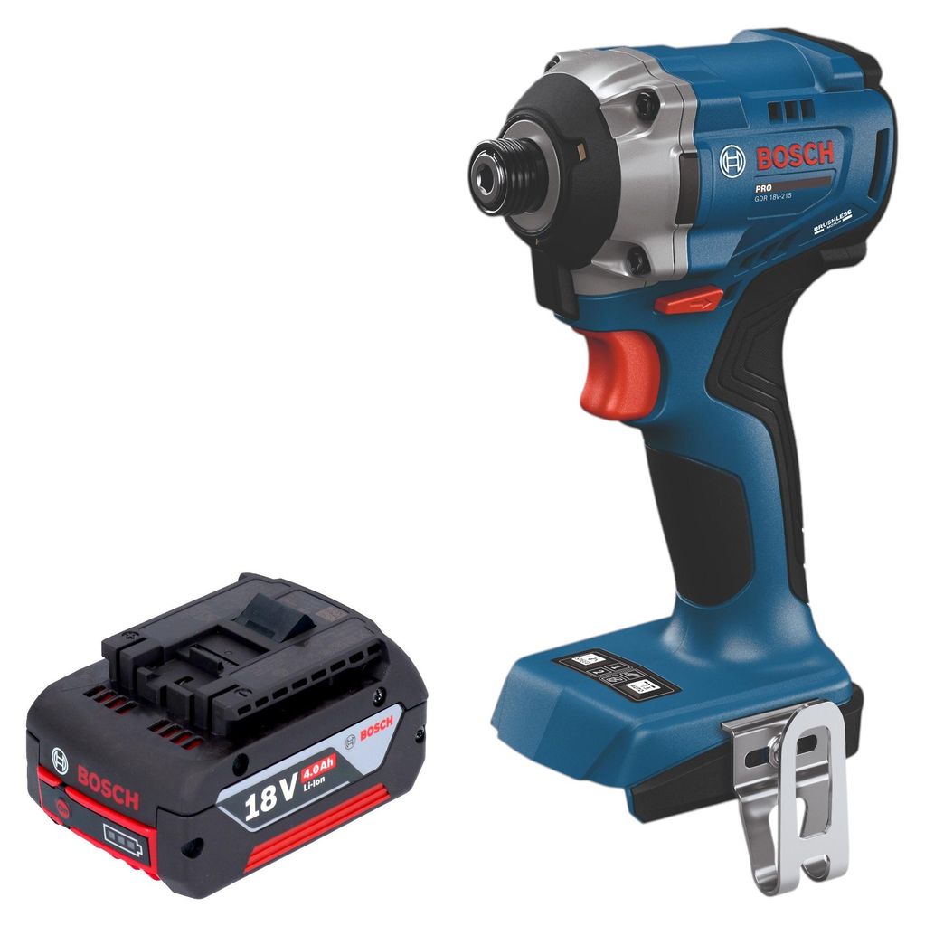 Bosch GDR 18V-215 Professional Akku Drehschlagschrauber 18 V 215 Nm 1/4" Brushless + 1x Akku 4,0 Ah - ohne Ladegerät