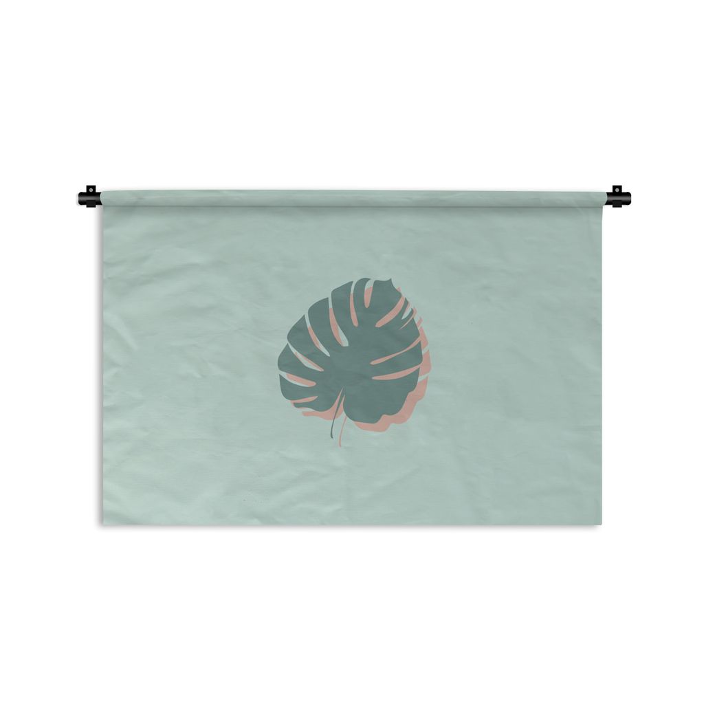 MuchoWow Wandteppich Wandbehang Sommer - Monstera - Pastell 60x40 cm Tapisserie Dekoration Wandtuch - Wanddekorationen