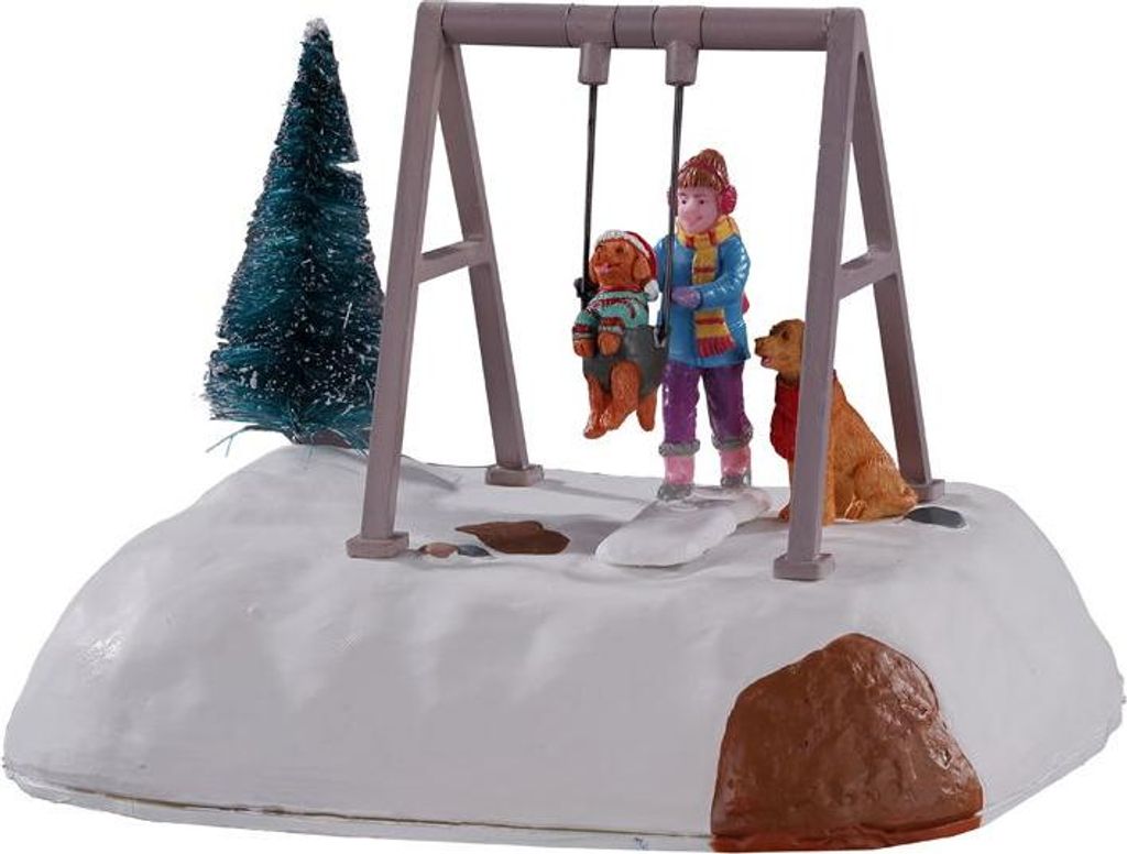 LEMAX Weihnachtsfigur Welpe mit Schaukelfahrt, batteriebetrieben, Harvest Crossing Kollektion