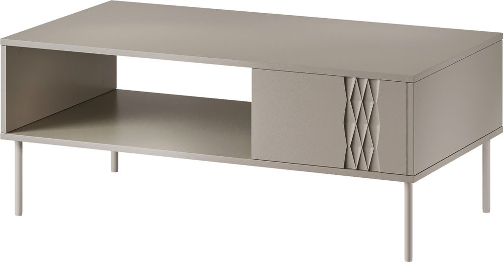 MIRJAN24 Couchtisch Tresse, Wohnzimmer Kaffeetisch mit Einlegeboden (Farbe: Beige)