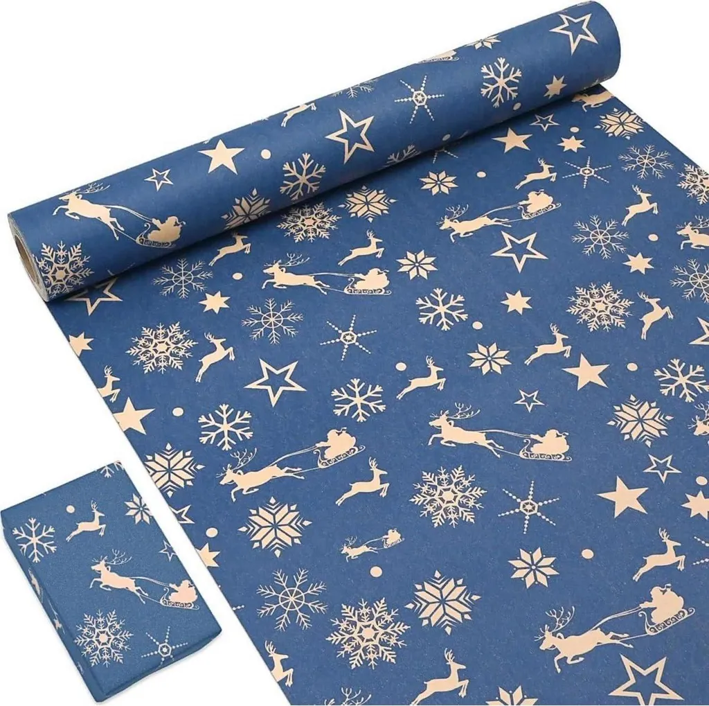 Rotolo Gigante Carta Regalo Blu Navy 15 Metri | Kraft Resistente Natale