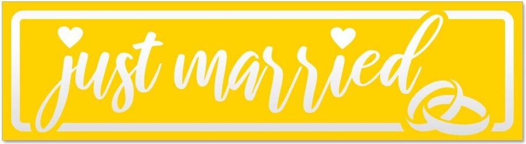 Kiwistar - Autoaufkleber - Gelb - 45 x 12 cm - Just Married Ringe Hochzeit invertiert - Hinweis Aufkleber Sticker für Auto, Kfz, Fahrrad, PKW, LKW