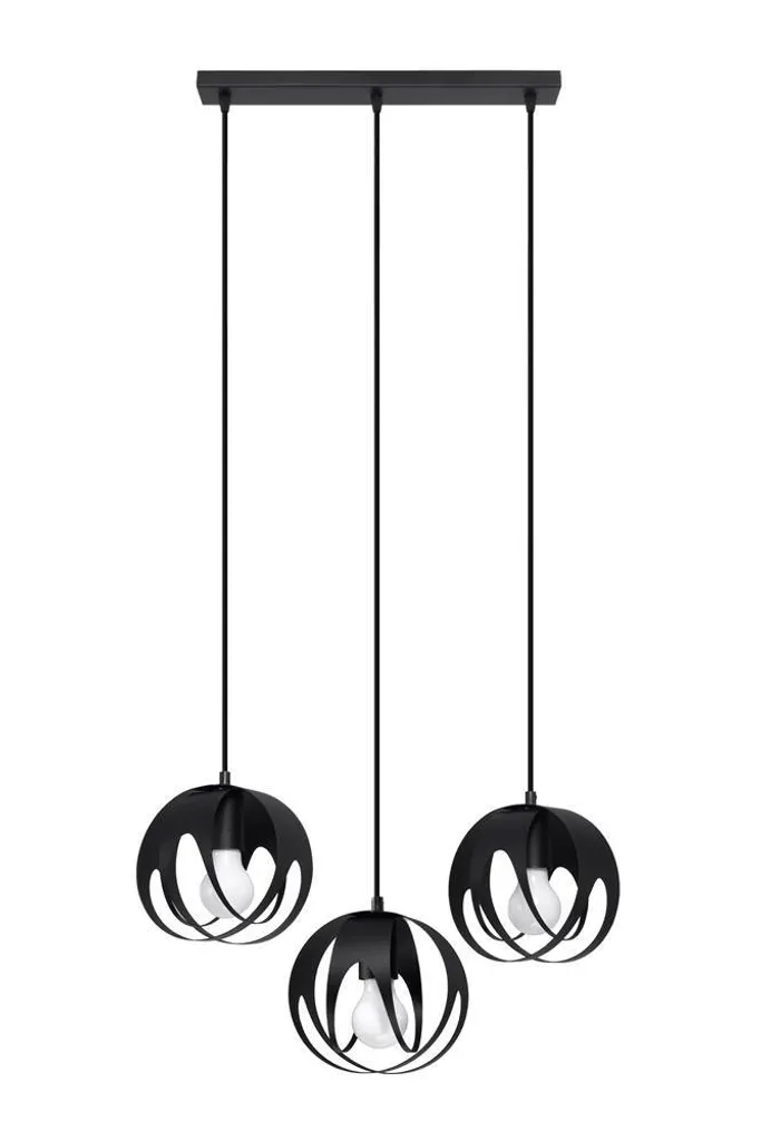 Lampada a sospensione TULOS 3L nero 3xE27 15W acciaio 117x16x50cm Sollux Lighting