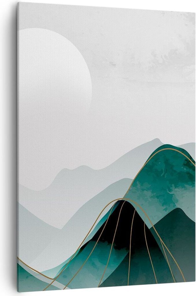 Bild auf Leinwand - Leinwandbild - Einteilig - Abstraktion Berge Stück - 70x100cm - Wand Bild - Wanddeko - Wandbilder - Leinwanddruck - Wanddekora...