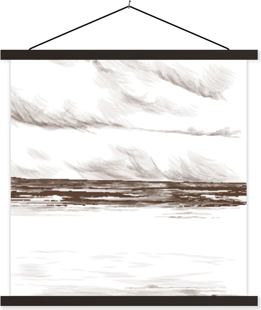 MuchoWow Textilposter Strand - Meer - Himmel 120x120 cm mit schwarzem Rahmen - Aufhängungsset