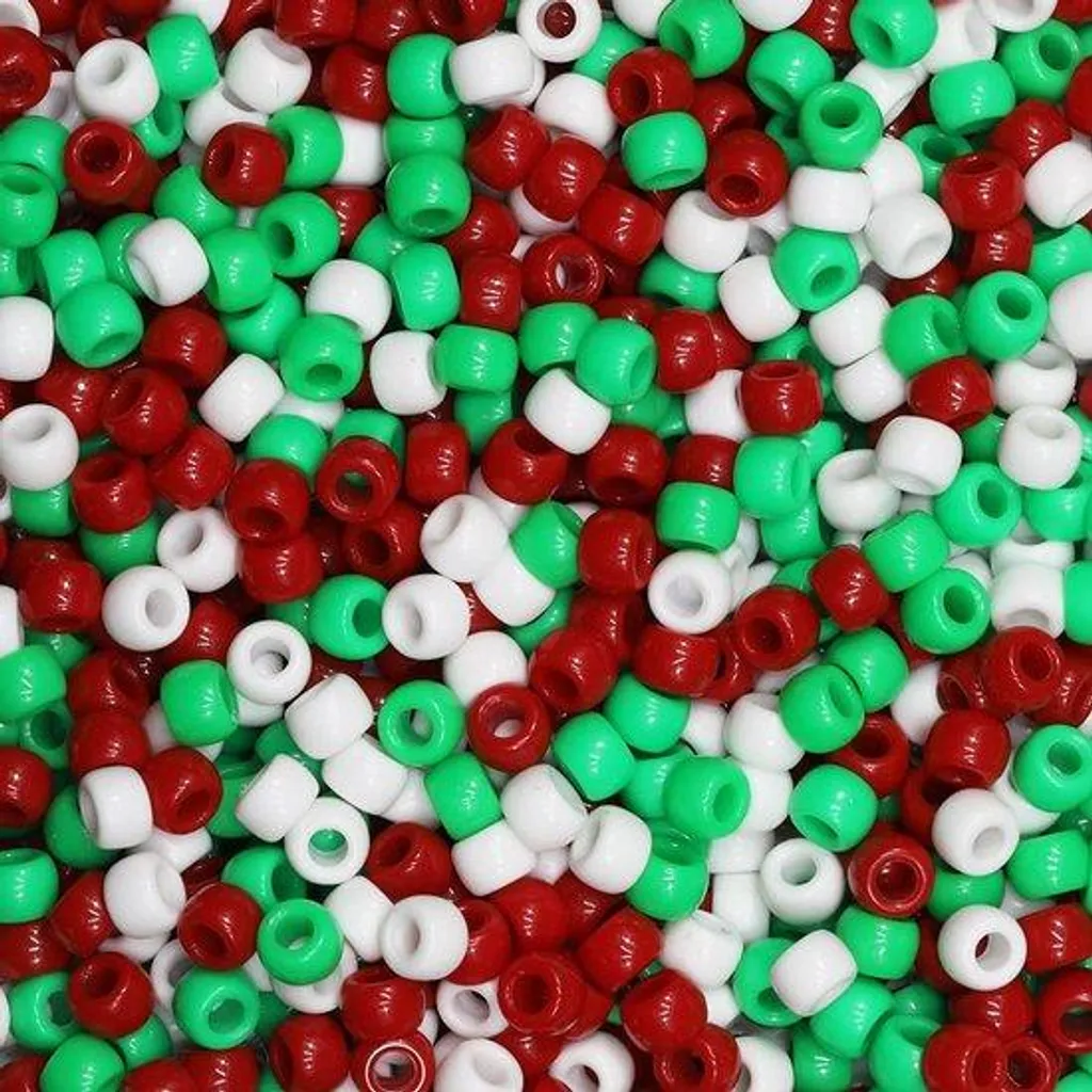 Perles Poney Multicolores 6x9mm - Lot de 1000 Perles en Plastique Rouge