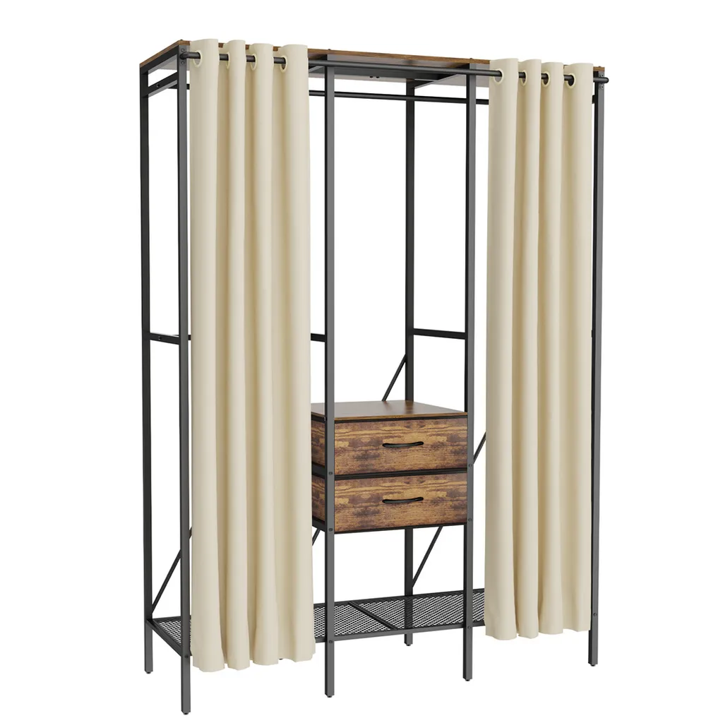 Dressing Ouvert Design Industriel en Métal avec Étagères de Rangement