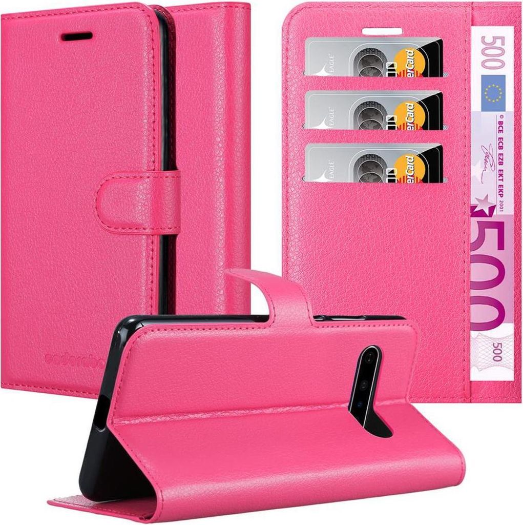 Cadorabo Hülle für LG V60 ThinQ Schutz Hülle in Pink Handyhülle Etui Case Cover Magnetverschluss