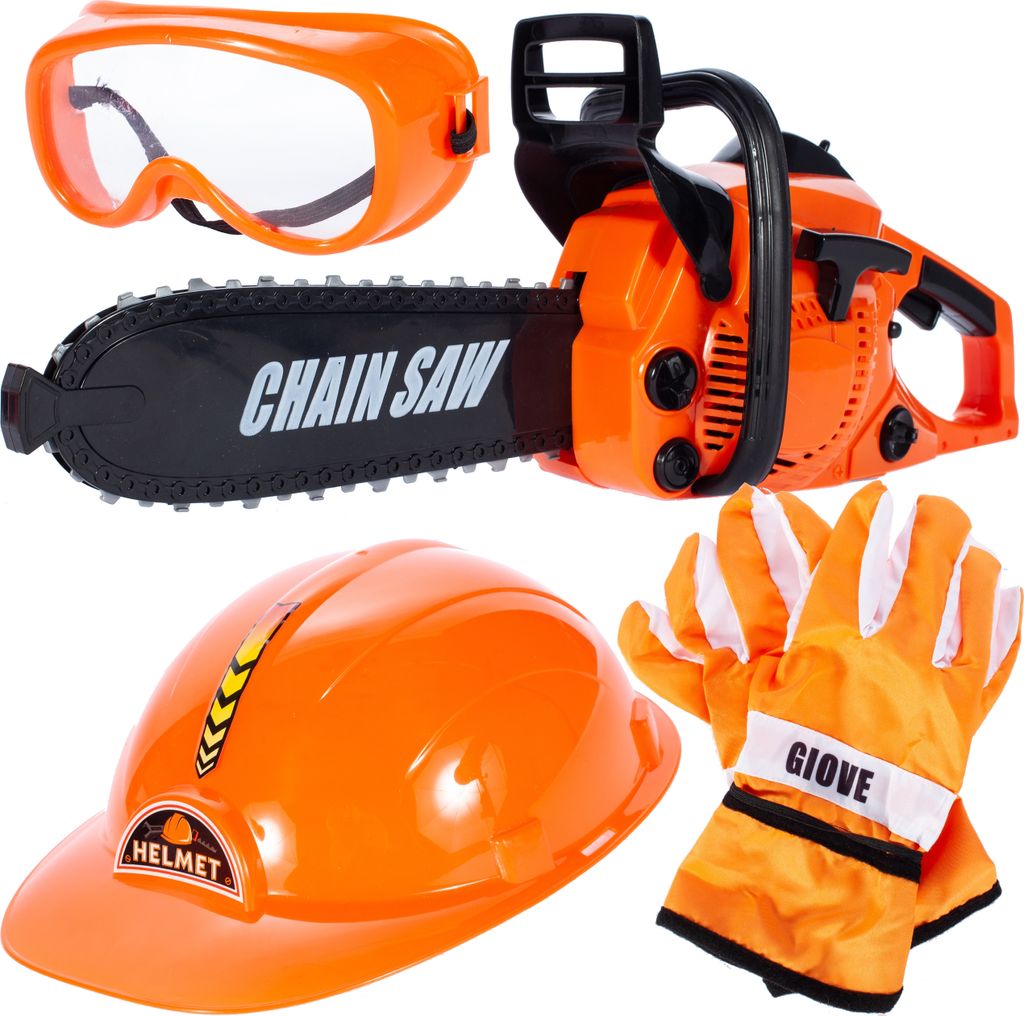 MalPlay Kinderwerkzeug Set mit Kettensäge , Helm , Produktbild 