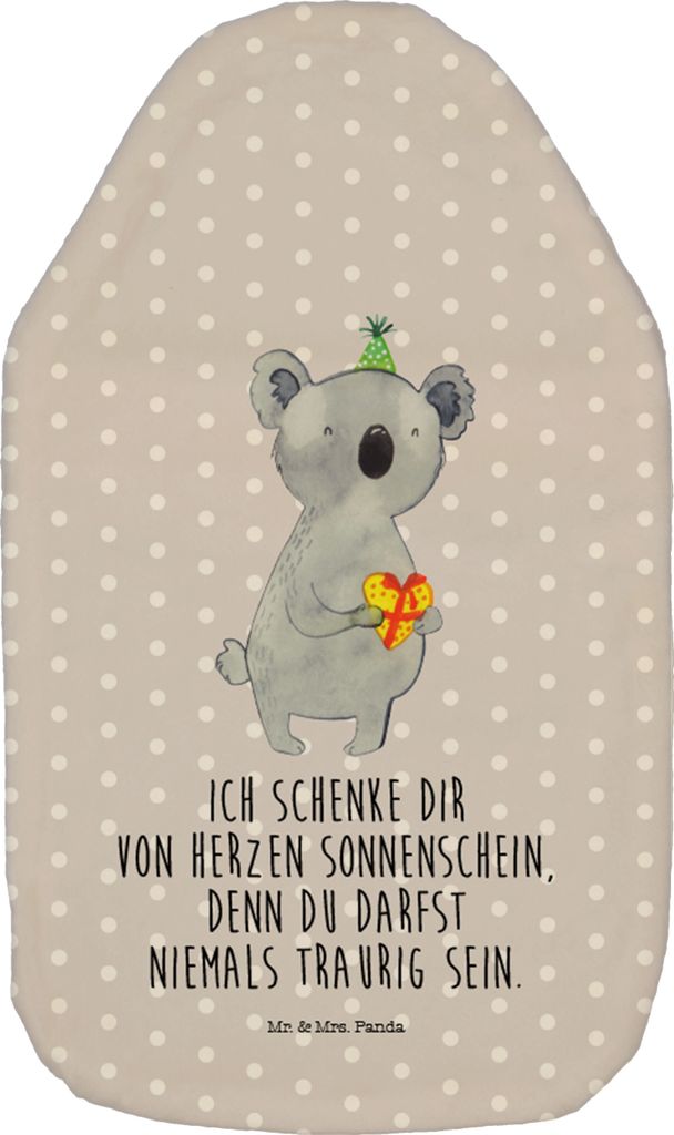 Mr. & Mrs. Panda Wärmflasche Koala Geschenk - Grau Pastell - Plüsch, Wärmekissen, Party, Geburtstag, mit Bezug, heißwasserbeutel, Wärmflaschen