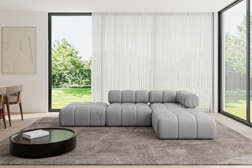 ALTDECOR Modulares Sofa Ecksofa in L-Form - Kerru-L1 - 285x190x70 cm Hellgrau universal, links/rechts Corner modular Sofa Eckcouch Couch Wohnlandsc...