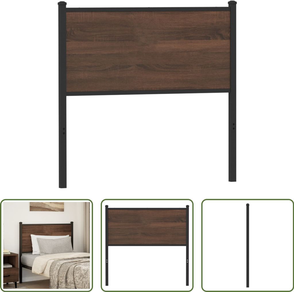 The Living Store Kopfteil Braun Eichen-Optik 80 cm Holzwerkstoff und Stahl