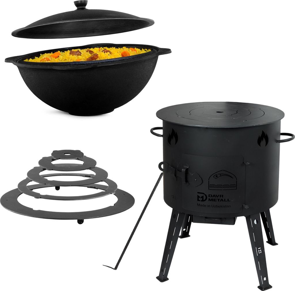 Ø44cm Uchag 2mm Stahl Adapter-Ringe 16L Kazan eben Kasan Kessel Utschag Utschak-Ofen Feldküche Feuerstelle Campingofen Außenküche Eintopfofen