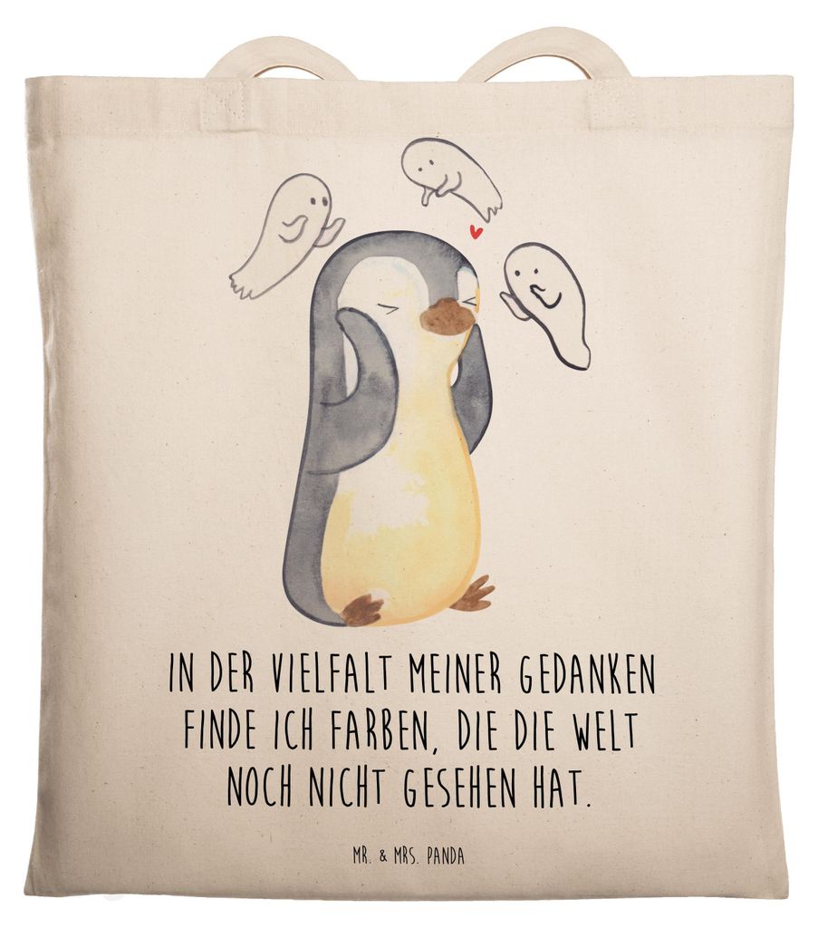 Mr. & Mrs. Panda Jutebeutel Pinguin Schizophrenie - Transparent - Geschenk, Psychose, dokumententasche, Schizophrene, Psychische Erkrankung, Schult...