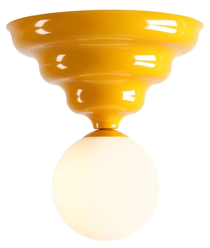 Deckenlampe Metall Glas Ø 23 cm Gelb Weiß G9 Kugel Schirm rund Modern