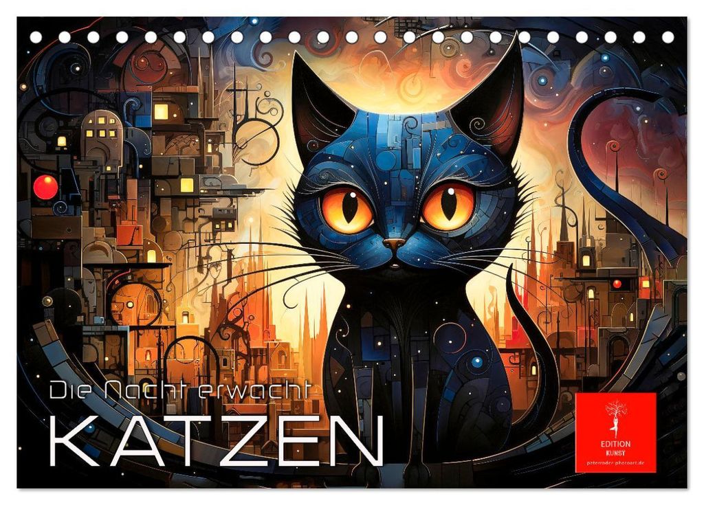 Katzen - die Nacht erwacht (Tischkalender 2027 DIN A5 quer), CALVENDO Monatskalender