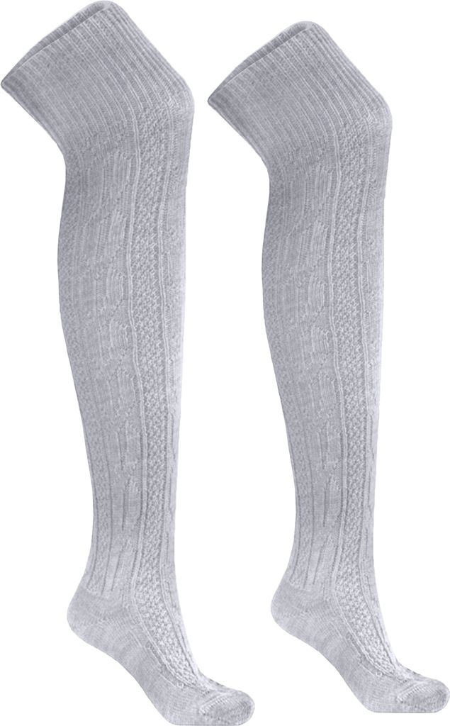 Lange Trachtensocken trachtenstrümpfe overknee Strümpfe 70cm, Größe:38-40, Farbe:Weiss
