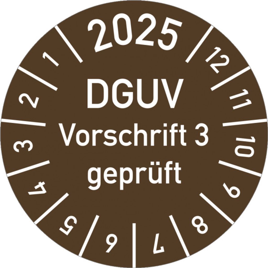 Dreifke Prüfplakette 2025 DGUV Vorschrift 3 , Folie, Ø 15 mm, 10 Stüc...