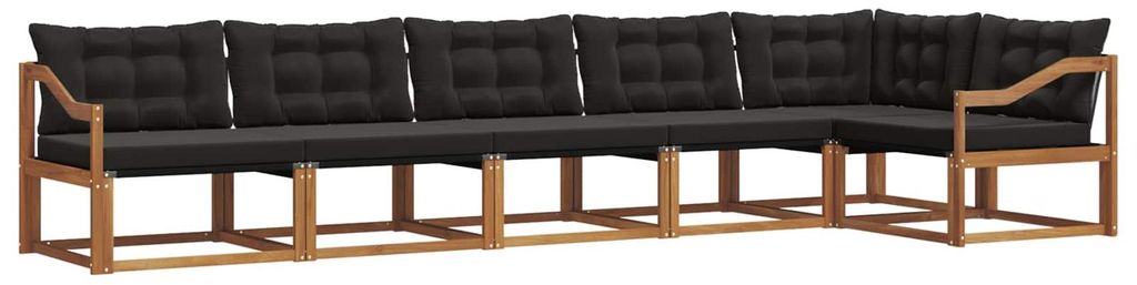 vidaXL Outdoor-Sofagarnitur mit Kissen 6 pcs Natürlich und Schwarz