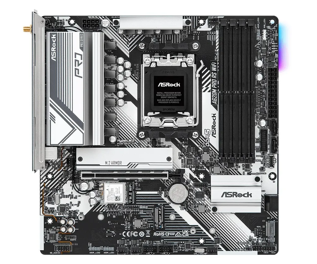 Carte mère AM5 ASRock A620M Pro RS WiFi DDR5 pour PC gamer compact