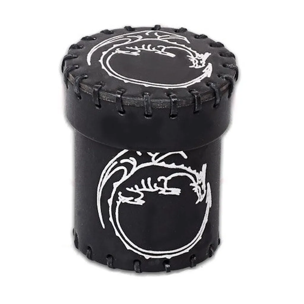 Coupe de dés en cuir Dragon Noir : gobelet de jeu de rôle haut de gamme
