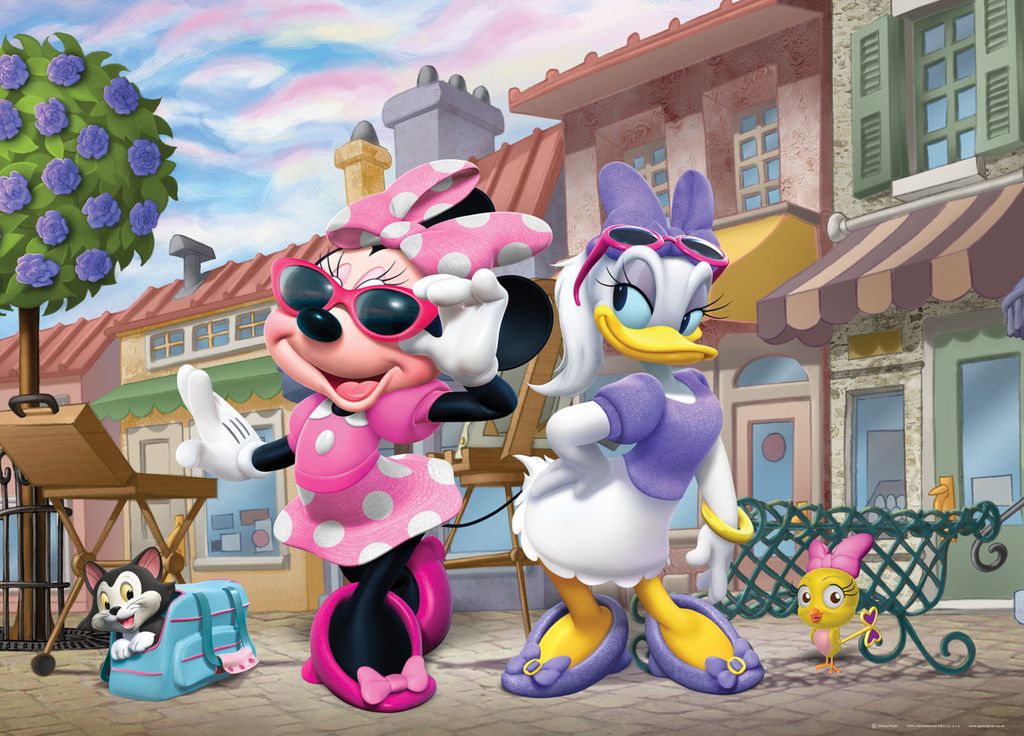 Disney Poster Minnie Maus & Daisy Duck Rosa, Lila und Gelb Produktbild 