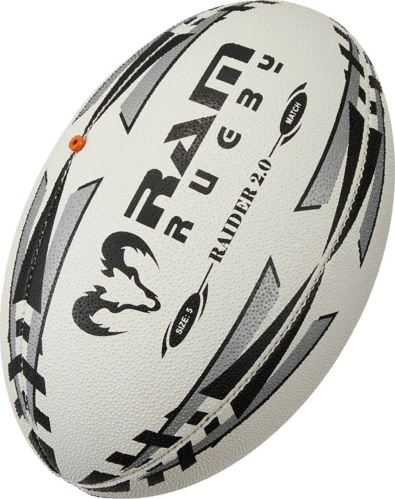 15x Raider Match 2.0 Ball + Balltasche, - 3D-Grip - Spitzenqualität RAM Rugby Matchbälle - Größe 4 Schwarz