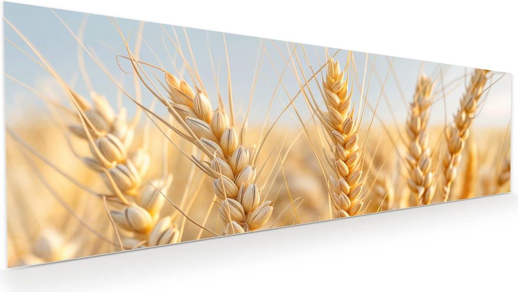Glasbild 120x40cm in XXL für Wohnzimmer, Schlafzimmer Motiv Weizenfeld