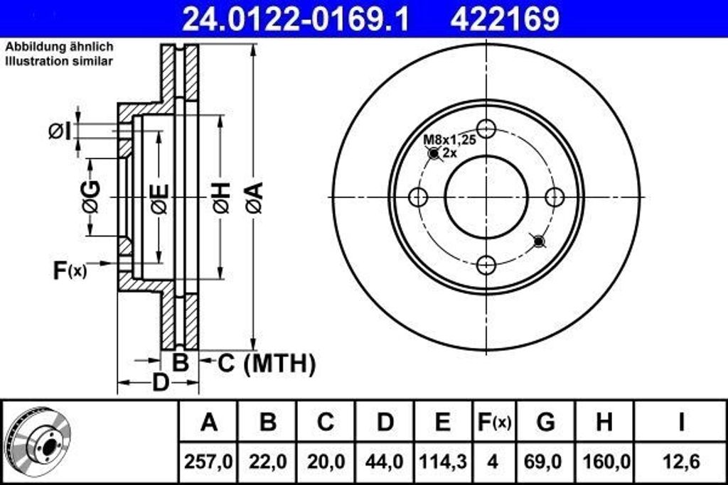 ATE 24.0122-0169.1 - OE 51712 33001 Bremsscheibe für Sonata II (Y-2), Sonata III (Y-3)