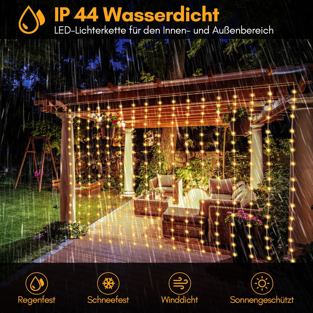 Jopassy LED Lichtervorhang Außen Innen 3x3m, Kaufland.de