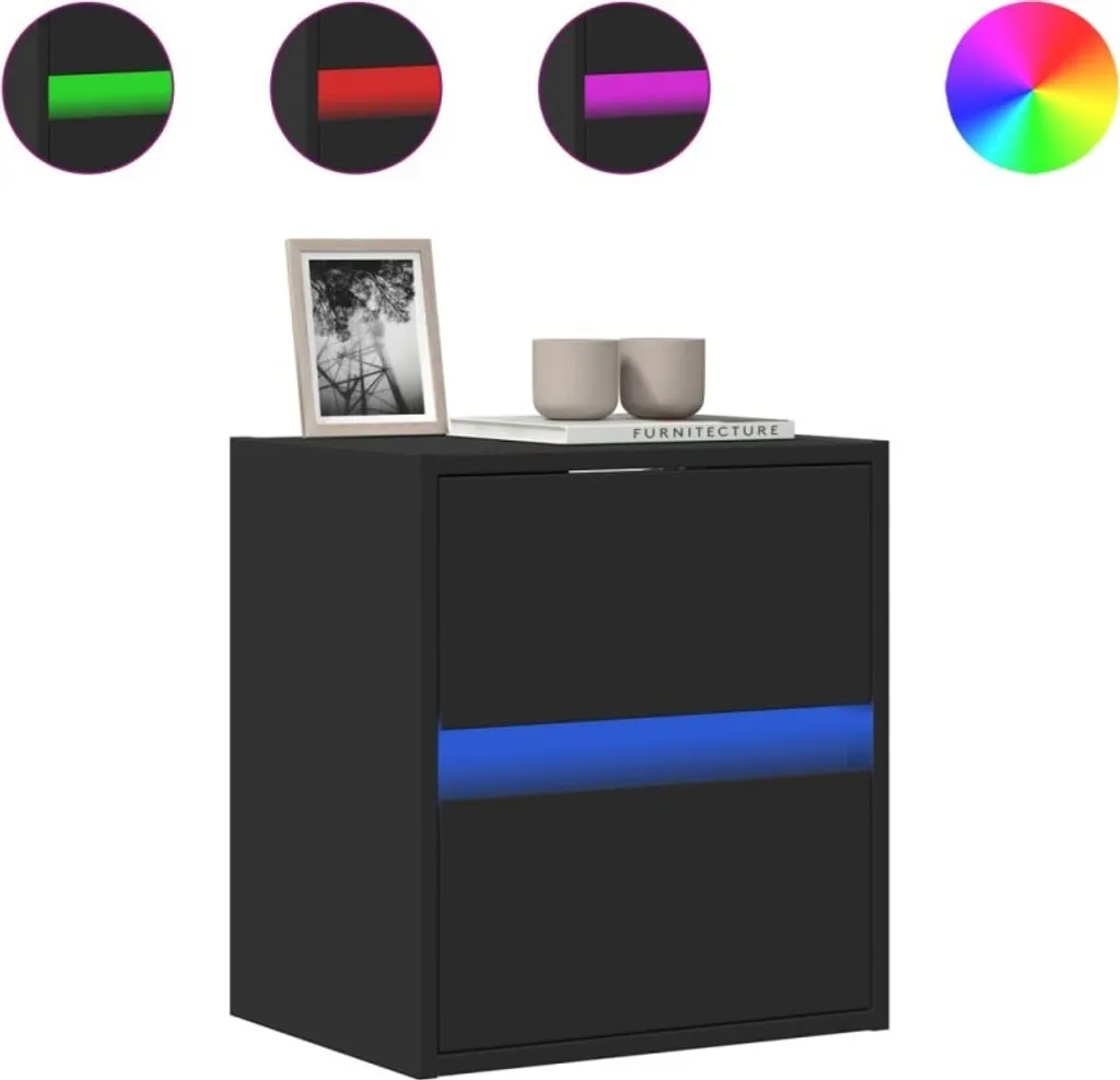 Mobiletto TV Sospeso Nero con LED - Ordine e Stile in Soggiorno - 8