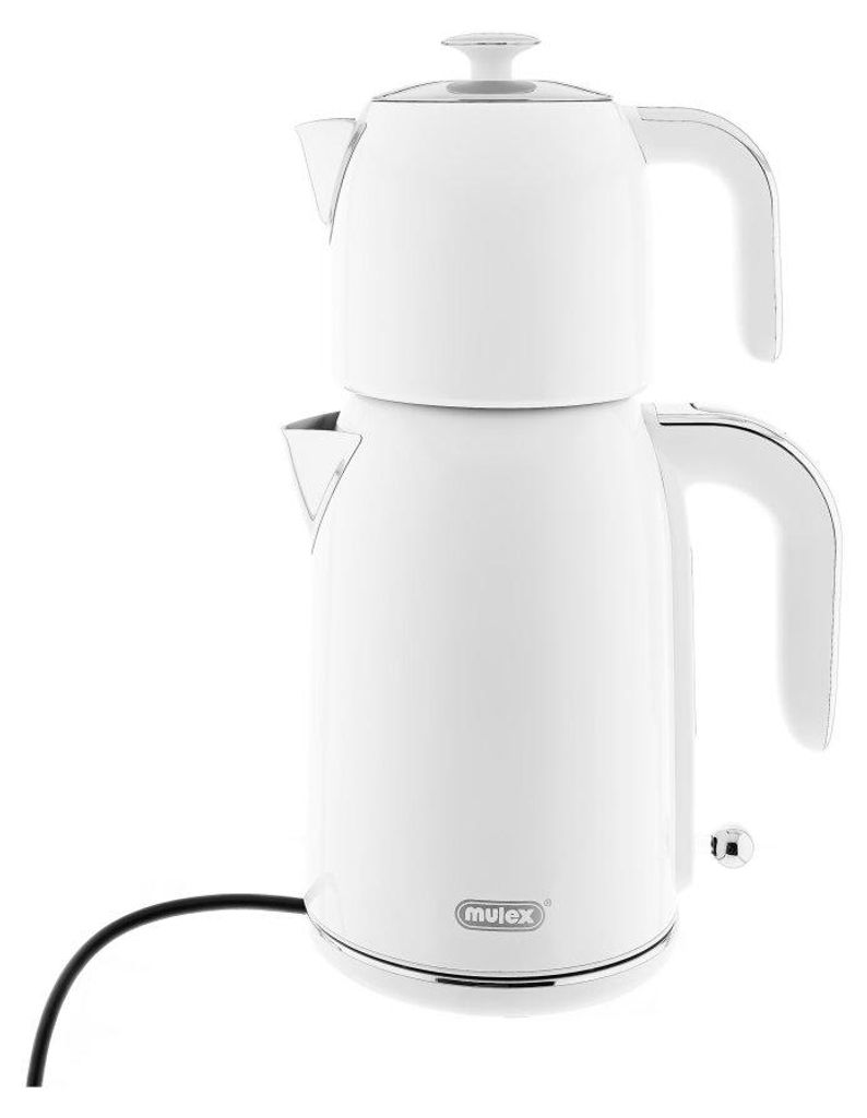 Mulex Tee Express Teekocher 2200W - 2-in-1 Wasserkocher mit Teekanne 1,7L + 1 L, Weiß