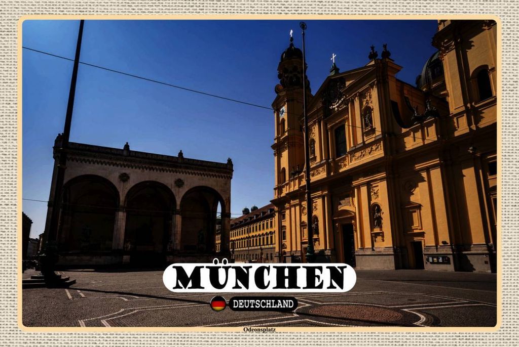 vianmo Holzschild 12x18 cm München Odeonsplatz Skulptur Bildmotiv Reisemotiv Abenteuer Reisen