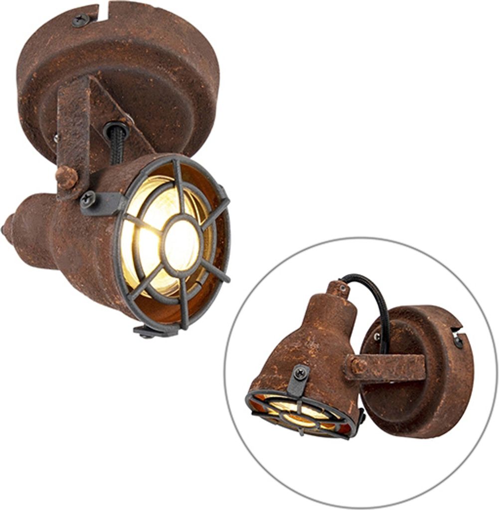 QAZQA - Industrie I Vintage I Smarter Spot I Spotlight I Deckenspot I Deckenstrahler I Strahler I Lampe I Leuchte Rostbraun inkl. WiFi GU10 - Sorra...