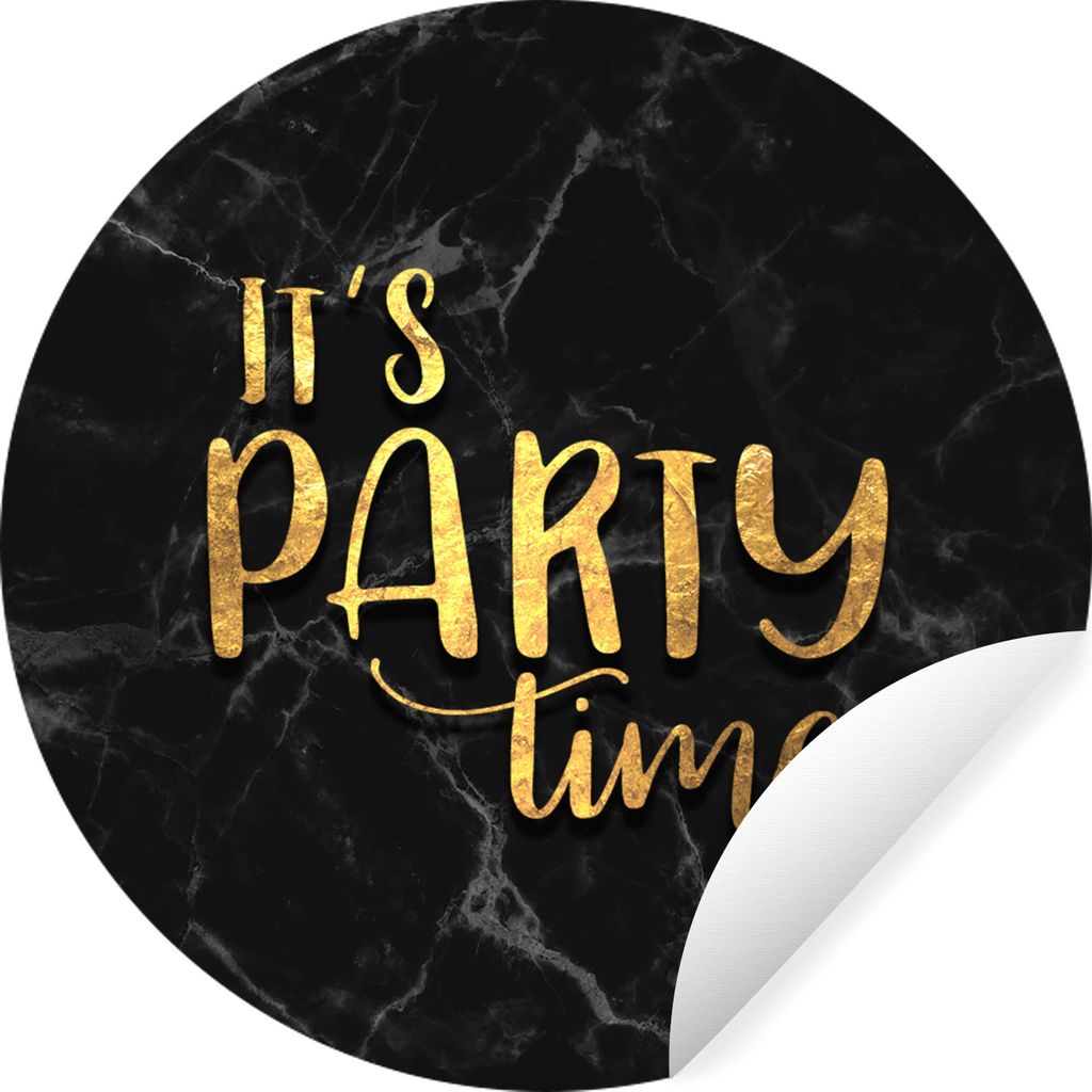 MuchoWow Runde Wandtattoo - Wandsticker Tapete Aufkleber Zitate - Party - Gold - Marmor Ø 30 cm Selbstklebend und Repositionierbar - Wandaufkleb...