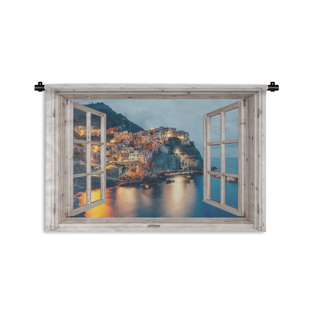 MuchoWow® Wandteppich Wandbehang Ausblick - Italien - Meer Produktbild 