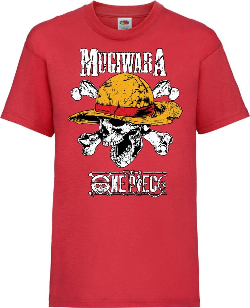 Kinder T-Shirt One Manga Piece Anime 06 Mugiwara, 5-6 Jahr - 116 / Rot