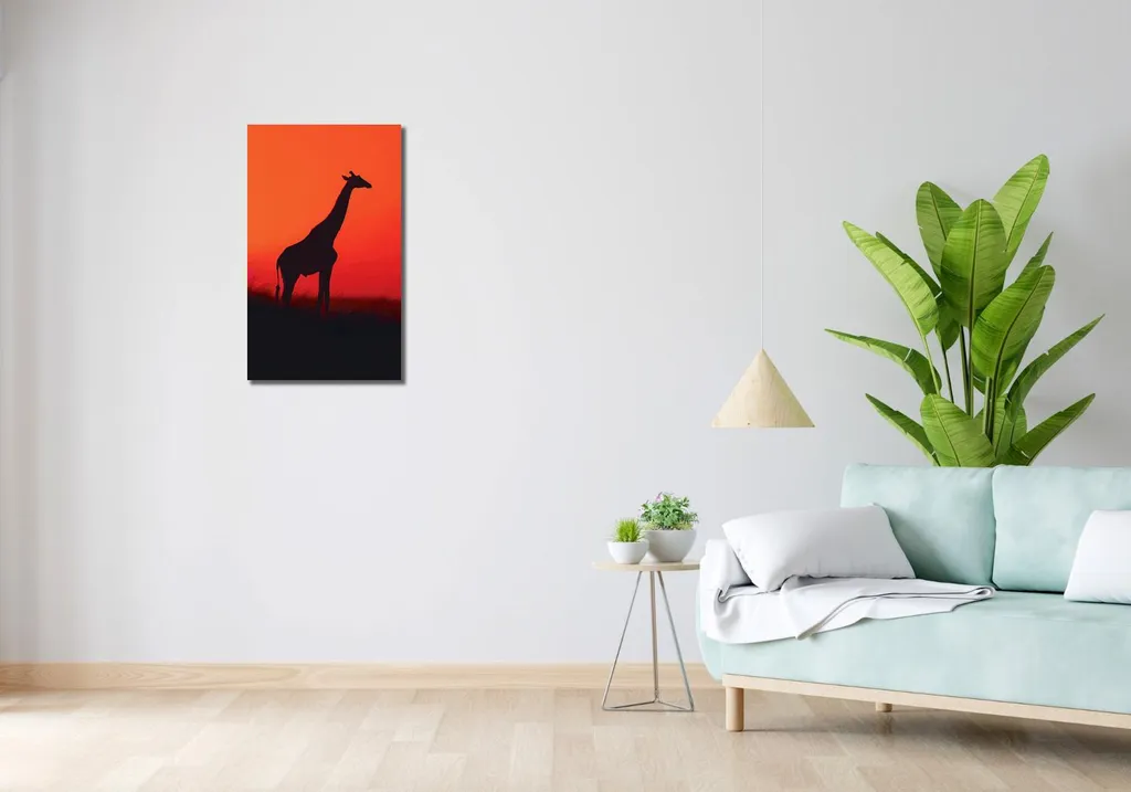 Quadro 40x70 cm Giraffa in nero - 2