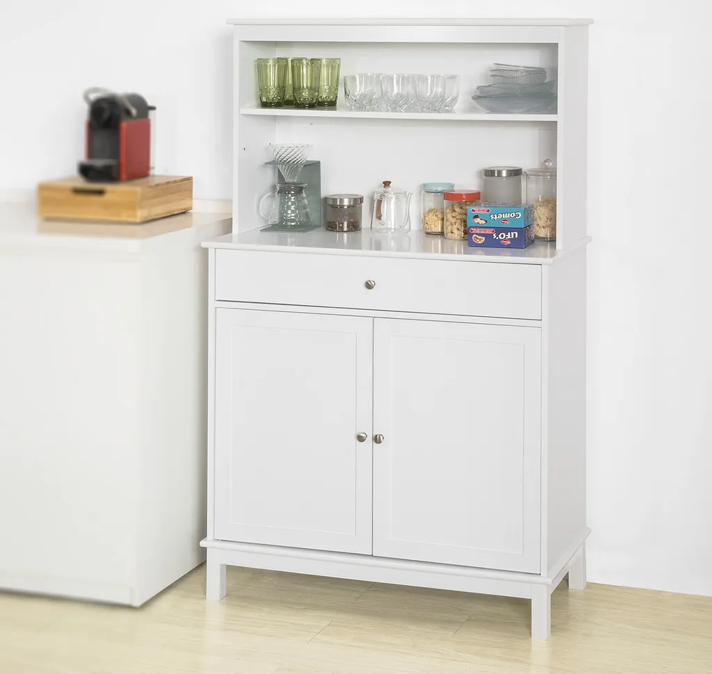 SoBuy FSB26-W Armoire de Cuisine Blanche avec Tiroir et 2 Portes