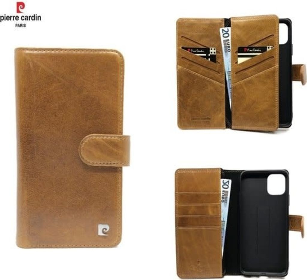 Pierre Cardin Apple iPhone 11 Pro Brown Book type case - Genuine Leather